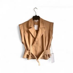 Women's Tan Double-Breasted Vest